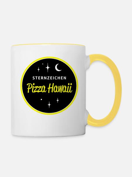 Sternzeichen Pizza Hawaii - Tasse zweifarbig - Weiß/Gelb
