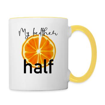 My Half – Perfect Partner Shirts for Love - Contrasting Mug - white/yellow - Right
