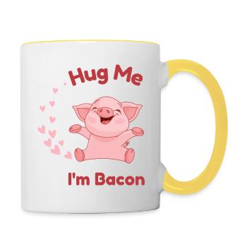Tête de cochon, Hug Me I'm Bacon - Mug contrasté - blanc/jaune - Droite