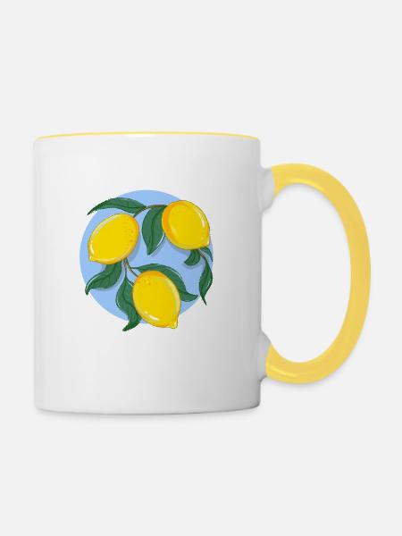 Zitronen-Botanisches Öko-Muster - Tasse zweifarbig - Weiß/Gelb