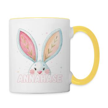 Name Anna Hase Annahase Kosename - Tasse zweifarbig - Weiß/Gelb - Rechts