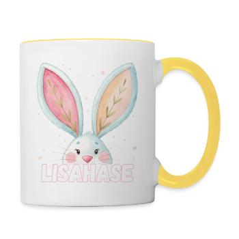 Name Lisa Rabbit Lisahase Pet Name - Contrasting Mug - white/yellow - Right