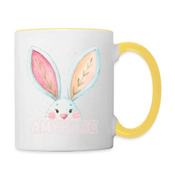 Nom Amy Lapin Amyhase Nom de l’animal - Mug contrasté - blanc/jaune - Droite