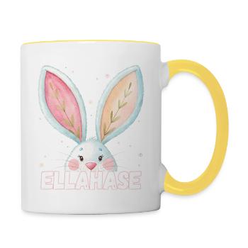 Nom Ella Rabbit Ellahase Nom d’animal - Mug contrasté - blanc/jaune - Droite