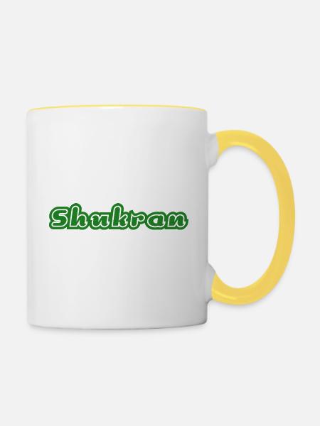 Shukran Danke Vielen Dank - Tasse zweifarbig - Weiß/Gelb