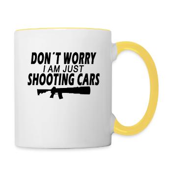 Shooting Cars - Tasse zweifarbig - Weiß/Gelb - Rechts