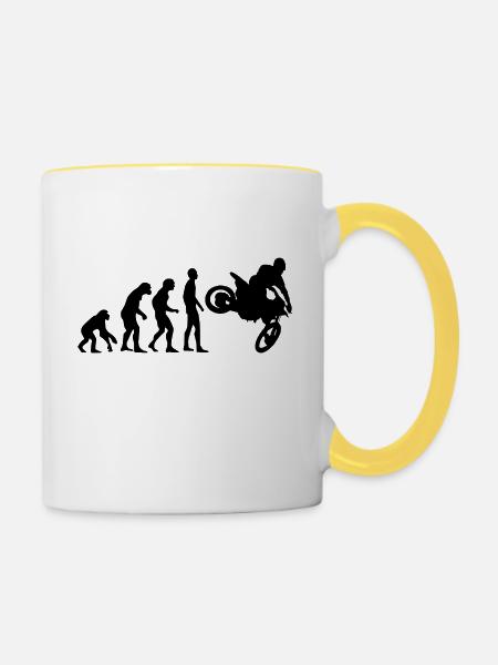 Human Evolution Motocross - Tasse zweifarbig - Weiß/Gelb