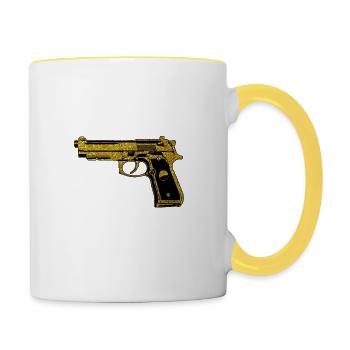 Golden Pistol - Golden gun gun owner - Contrasting Mug - white/yellow - Right