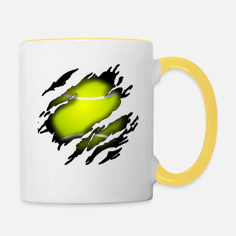 Tennis en moi - Mug contrasté - blanc/jaune