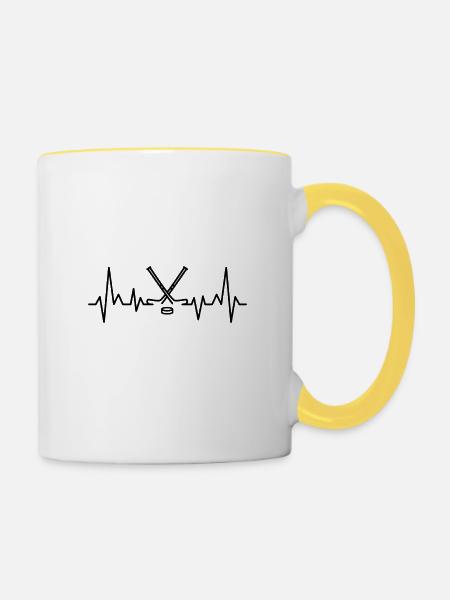 Eishockey Heartbeat Hockeyschläger - Tasse zweifarbig - Weiß/Gelb