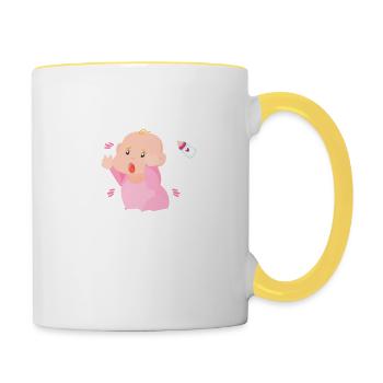 BABY HUNGER FLASCHE NAHRUNG SCHREIEN GESCHENK - Tasse zweifarbig - Weiß/Gelb - Rechts