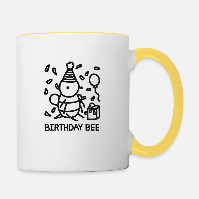 Birthday Bee - Contrasting Mug - white/yellow