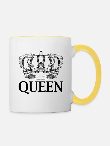 Queen - Tasse zweifarbig - Weiß/Gelb