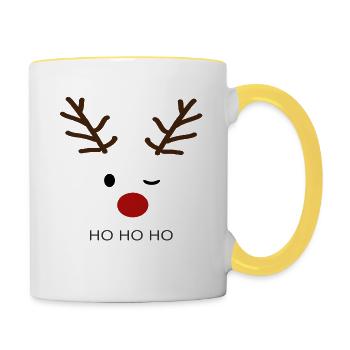 Reindeer HoHoHo - Tasse zweifarbig - Weiß/Gelb - Rechts