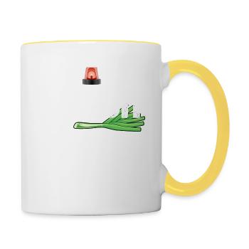 Lauch Alarm Witzige Lustige Sprüche Spast Geschenk - Tasse zweifarbig - Weiß/Gelb - Rechts