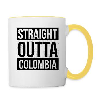Straight Outta Colombia! - Tasse zweifarbig - Weiß/Gelb - Rechts