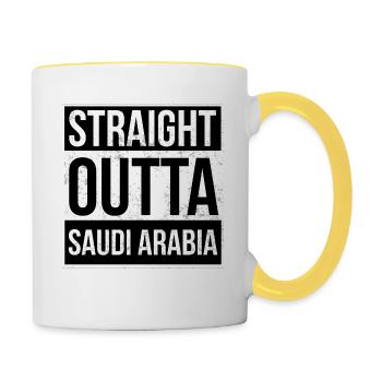 Straight Outta Arabie Saoudite! | meilleur pays - Mug contrasté - blanc/jaune - Droite
