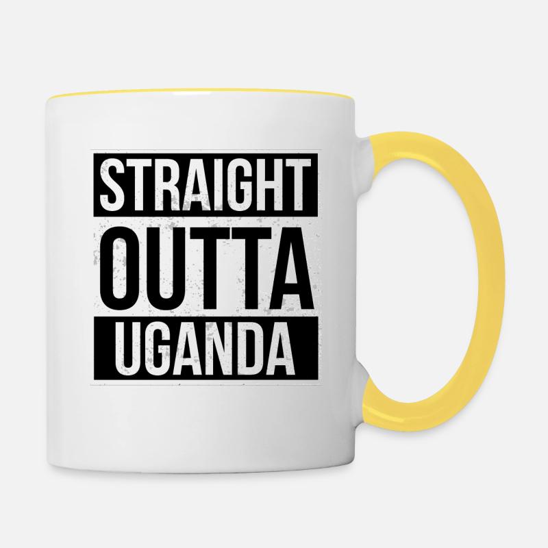 Straight Outta Ouganda! | meilleur pays - Mug contrasté - blanc/jaune
