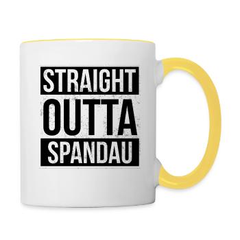 Straight Outta Spandau! | Berlin shirt - Contrasting Mug - white/yellow - Right