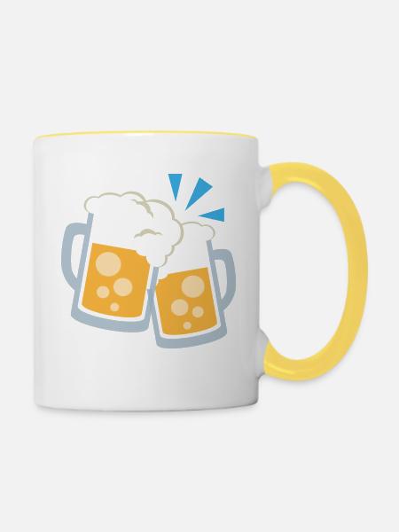 wiesn bier krüge - Tasse zweifarbig - Weiß/Gelb