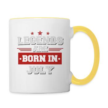 Legend are born in July - Tasse zweifarbig - Weiß/Gelb - Rechts