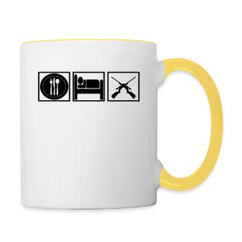 eat sleep hobby hunting hunter - Contrasting Mug - white/yellow - Right