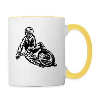 BMX / Mountain Biker 03_schwarz blanc - Mug contrasté - blanc/jaune - Droite