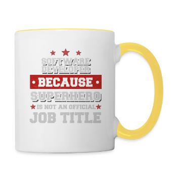 Software Developer Superhero Shirt - Contrasting Mug - white/yellow - Right