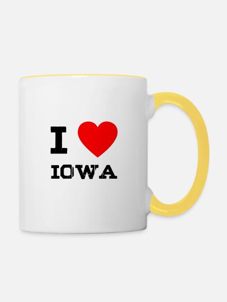 i love IOWA - Tasse zweifarbig - Weiß/Gelb
