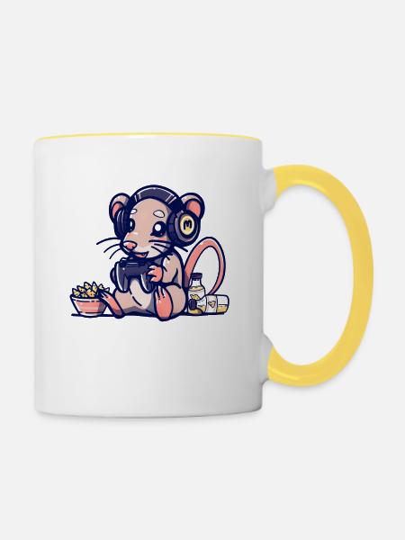 Gaming Maus - Tasse zweifarbig - Weiß/Gelb