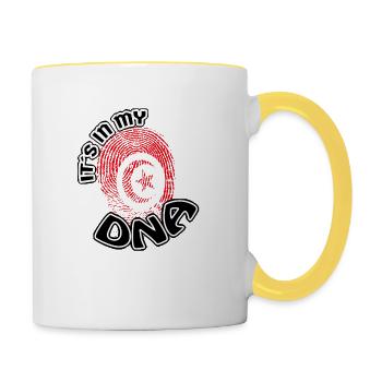 Cadeau Il est dans mon adn racines dns Tunisie - Mug contrasté - blanc/jaune - Droite