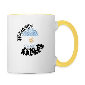 Geschenk Its in my dna dns roots Argentinien - Tasse zweifarbig - Weiß/Gelb - Rechts