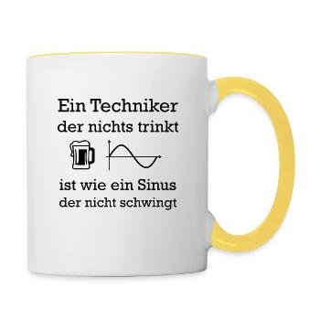 Techniker Sinus - Tasse zweifarbig - Weiß/Gelb - Rechts