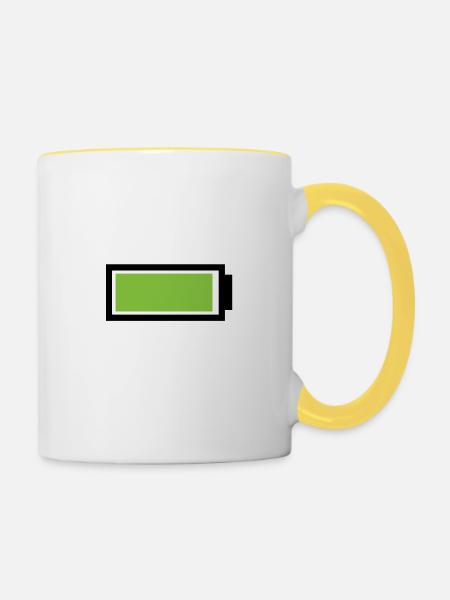 Full battery - Tasse zweifarbig - Weiß/Gelb
