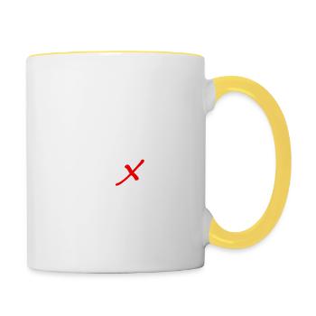 BIST DU BETRUNKEN? Geschenkidee Motiv Design Cool - Tasse zweifarbig - Weiß/Gelb - Rechts