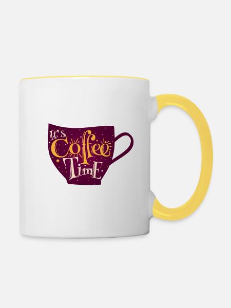 Kaffeezeit - Tasse zweifarbig - Weiß/Gelb