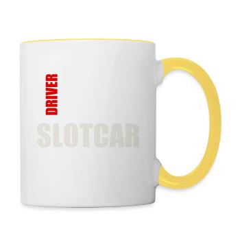 Slotcar 1:24 Carrera Modellsport Geschenk - Tasse zweifarbig - Weiß/Gelb - Rechts