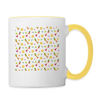 Tropical cocktails and pineapple pattern - Contrasting Mug - white/yellow - Right