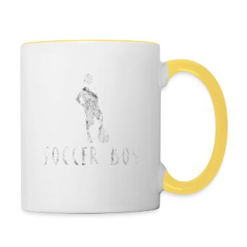 Soccer Boy Fußball Junge Sport Geschenk Idee - Tasse zweifarbig - Weiß/Gelb - Rechts