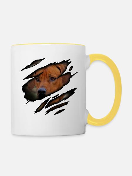 Rhodesian Ridgeback in mir - Tasse zweifarbig - Weiß/Gelb