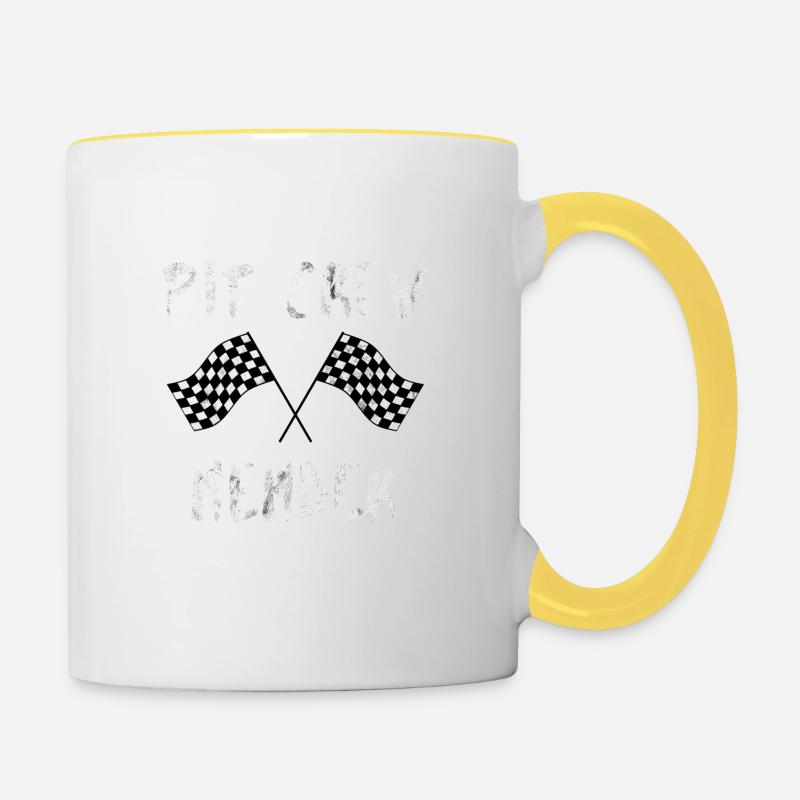 Pit Crew Member Rennwagen Geschenk Idee - Tasse zweifarbig - Weiß/Gelb
