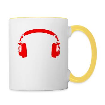 Gorilla with headphones - monkey music bass gift - Contrasting Mug - white/yellow - Right