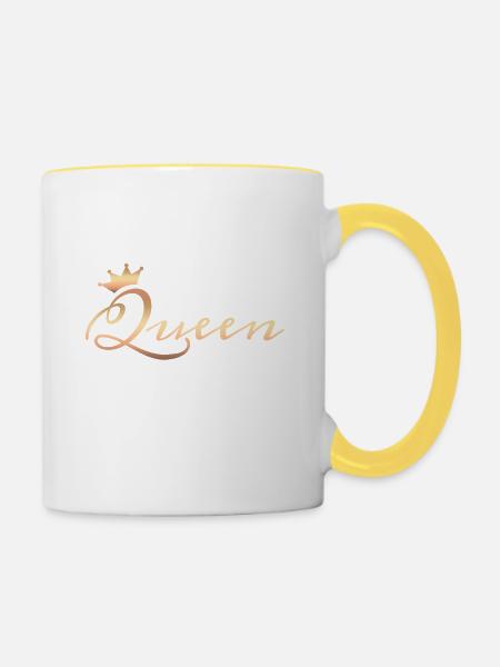Königin Queen - Tasse zweifarbig - Weiß/Gelb