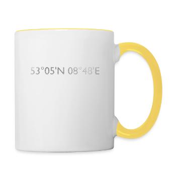 Bremen Koordinaten Hell - Tasse zweifarbig - Weiß/Gelb - Rechts