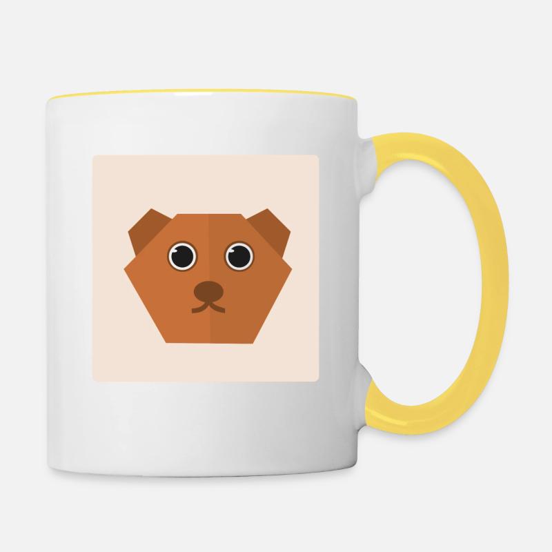 Bär Doodle Geschenkidee - Tasse zweifarbig - Weiß/Gelb