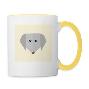 idée cadeau chien Doodle - Mug contrasté - blanc/jaune - Droite