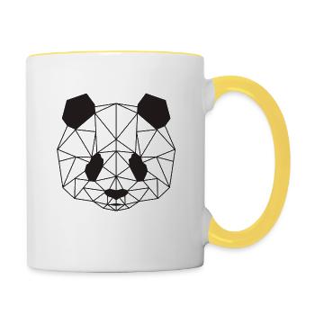 Panda geometrisch Geschenk Bär idee Pandas polygon - Tasse zweifarbig - Weiß/Gelb - Rechts