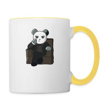Panda father dad gift father's day idea bear suit - Contrasting Mug - white/yellow - Right