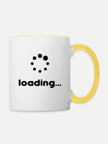 Bitte warten - Loading... - Tasse zweifarbig - Weiß/Gelb