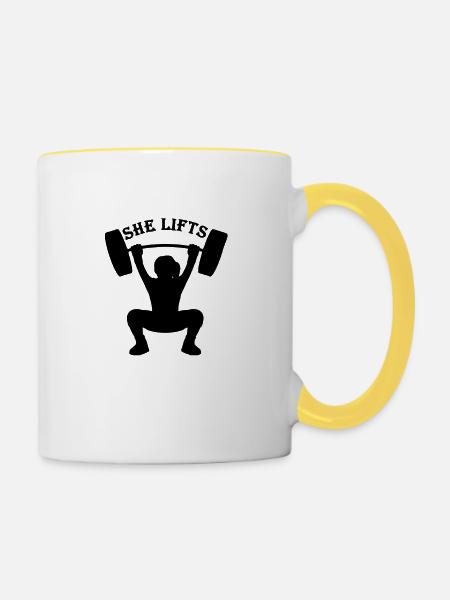She Lifts - Tasse zweifarbig - Weiß/Gelb